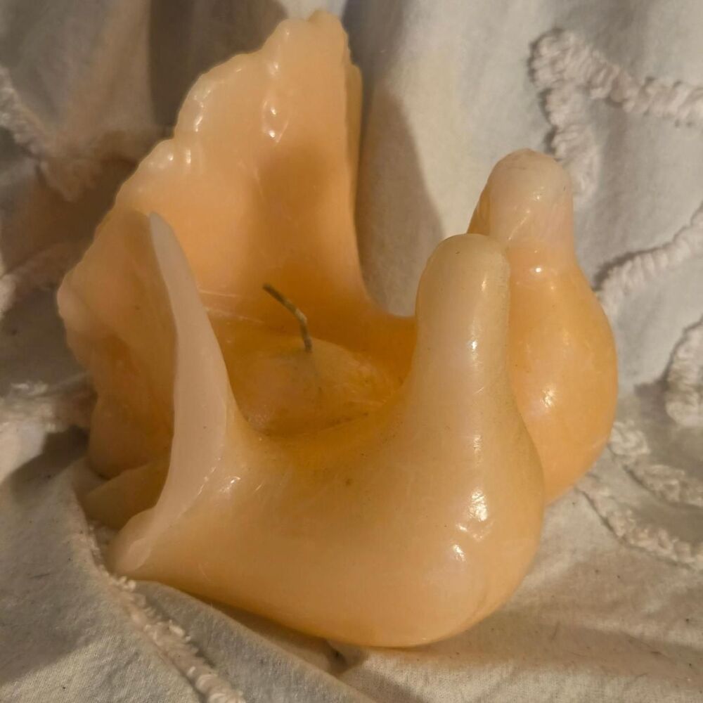 Vintage Peach Lovebirds Molded Wax Novelty Candle - 5" Cottagecore coquette